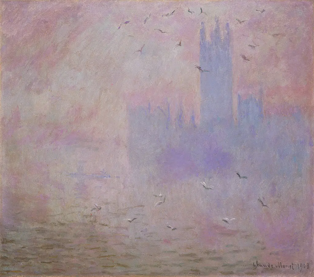 Houses of Parliament, Seagulls, 1903 in Detail Claude Monet
